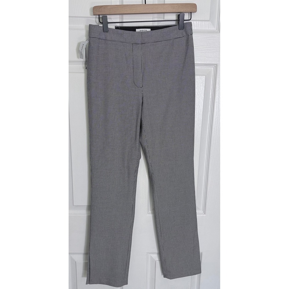 Babaton Numero Pant 6 Black White Mini Houndstooth Mid Rise Slim Fit Trousers